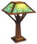 Lighting, Mission oak table lamp w/stained glass shade,