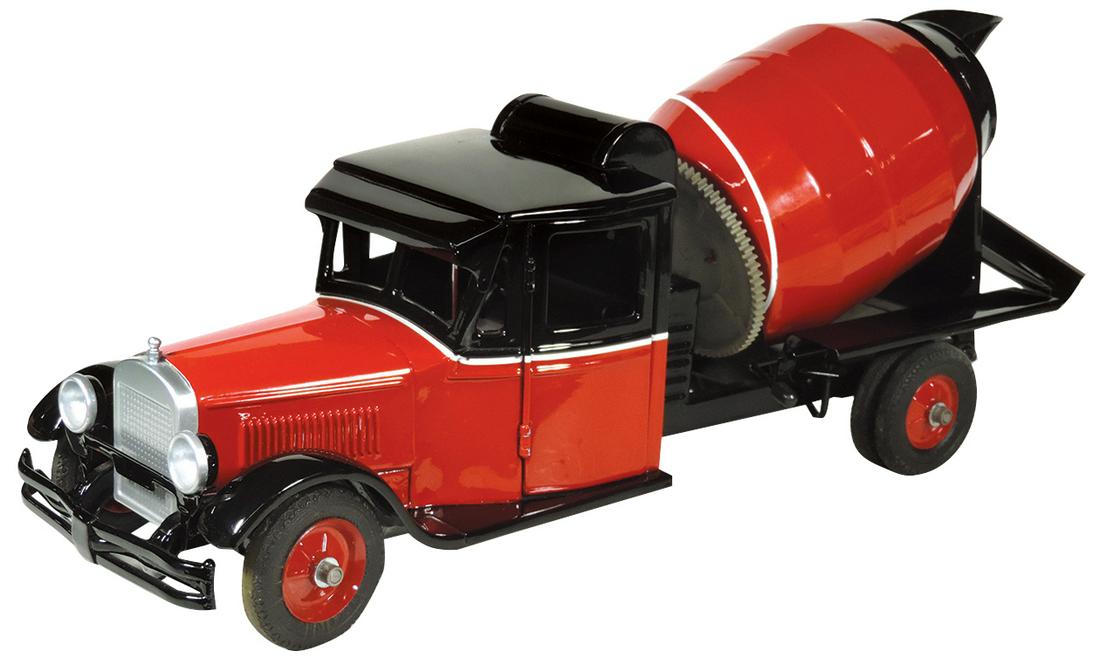 Toy Buddy L "Junior" Series Custom Toy Cement Mixer,: Toy Buddy L "Junior" Series Custom Toy Cement Mixer, 1920’s pressed steel, prof restored w/later mixer, Exc cond, 10"H x 8"W x 25"L.