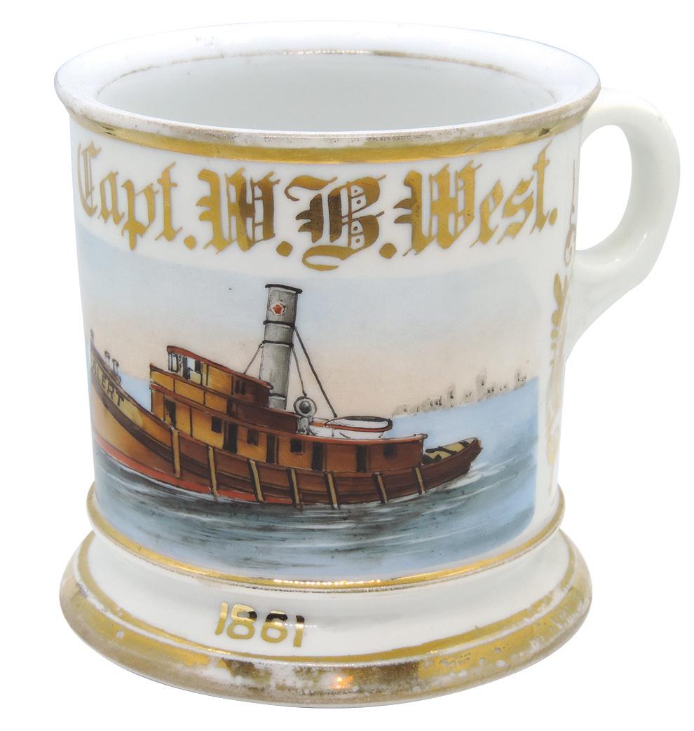 Occupational Shaving Mug, Steamship A.C. Powell, later: Occupational Shaving Mug, Steamship A.C. Powell, later renamed USS Alert, dated 1861, this ship was purchased by the Union Navy the 1st year of the Civil War, personalized Capt. W.B. West, marked Welm