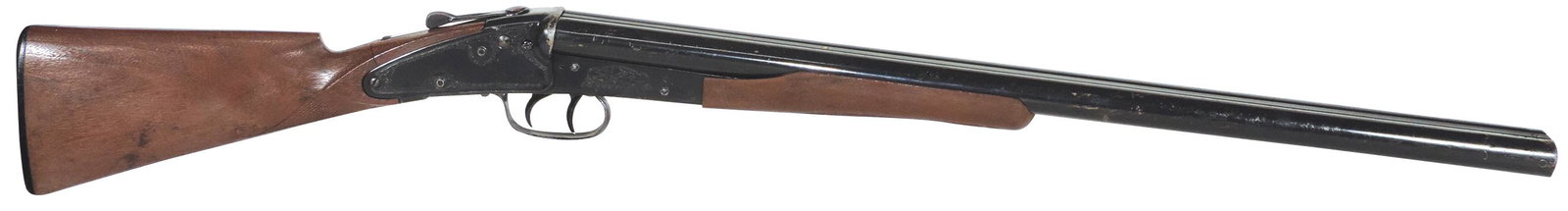 Toy Shotgun, Daisy Model 410 Side by Side Popgun, metal: Toy Shotgun, Daisy Model 410 Side by Side Popgun, metal w/plastic stock, VG working cond w/paint wear on receiver & barrels, 37"L.