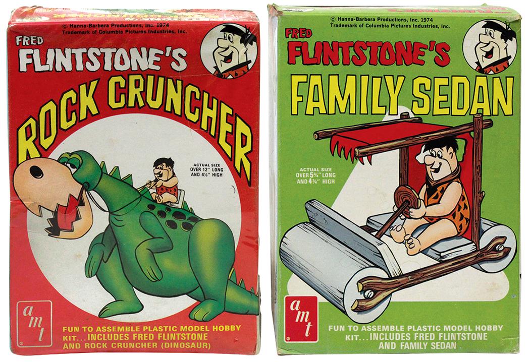 Toy Model Kits (2), Amt Flintstone's Rock Cruncher and: Toy Model Kits (2), Amt Flintstone's Rock Cruncher and Family Sedan, both like new, Rock Cruncher in shrink wrap, 7.5"L.