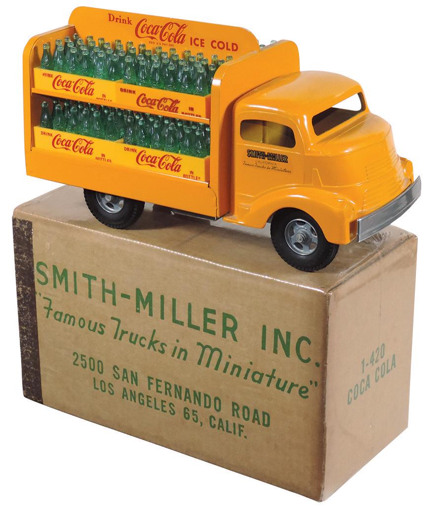 Coca-Cola Toy Delivery Truck, Rare Smith-Miller #420: Coca-Cola Toy Delivery Truck, Rare Smith-Miller #420 w/orig box, 1953-1954 GMC cast aluminum cab w/pressed steel display bed, one of the most desirable Coca-Cola trucks made, truck & box in Near-Mint 