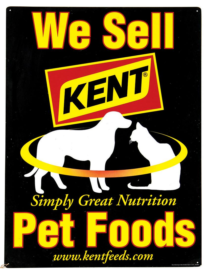 Veterinarian Sign, Kent Pet Foods, painted steel: Veterinarian Sign, Kent Pet Foods, painted steel w/vivid graphics, later 1900's, Exc cond 32"H x 24"W.