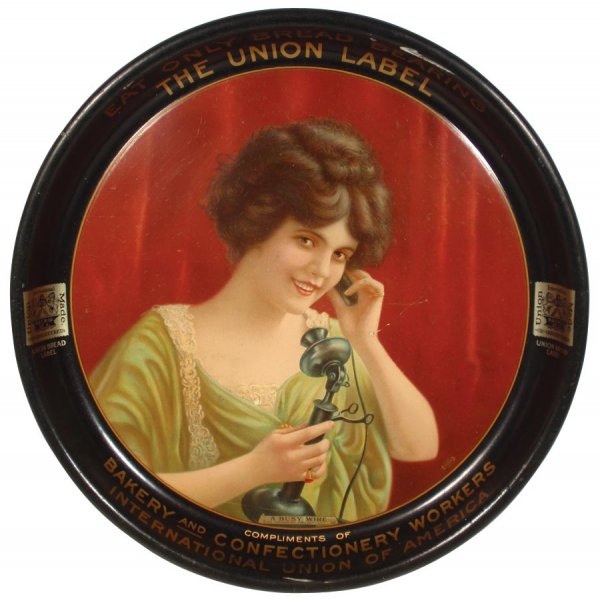 Advertising tray for Union Label Bread from Baker