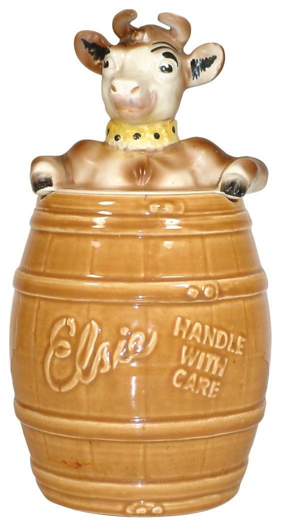 Cookie jar, Elsie the Cow, lid in Exc cond, barre