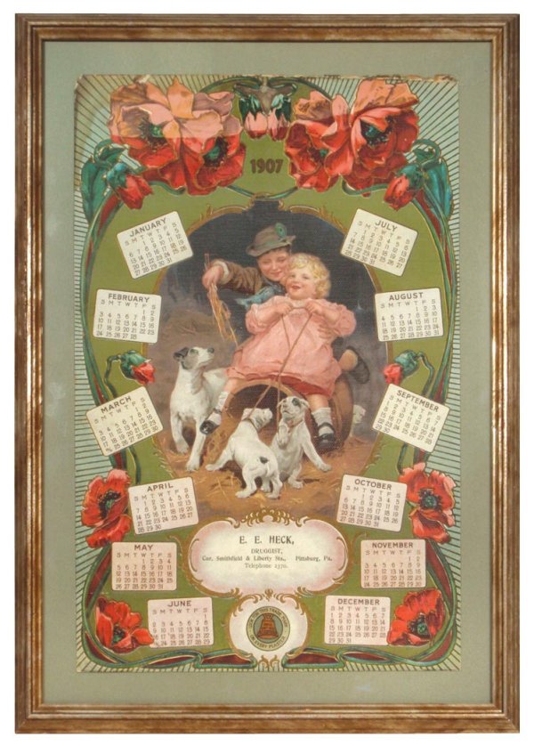 Victorian calendar from E.E. Heck Druggist-Pittsb