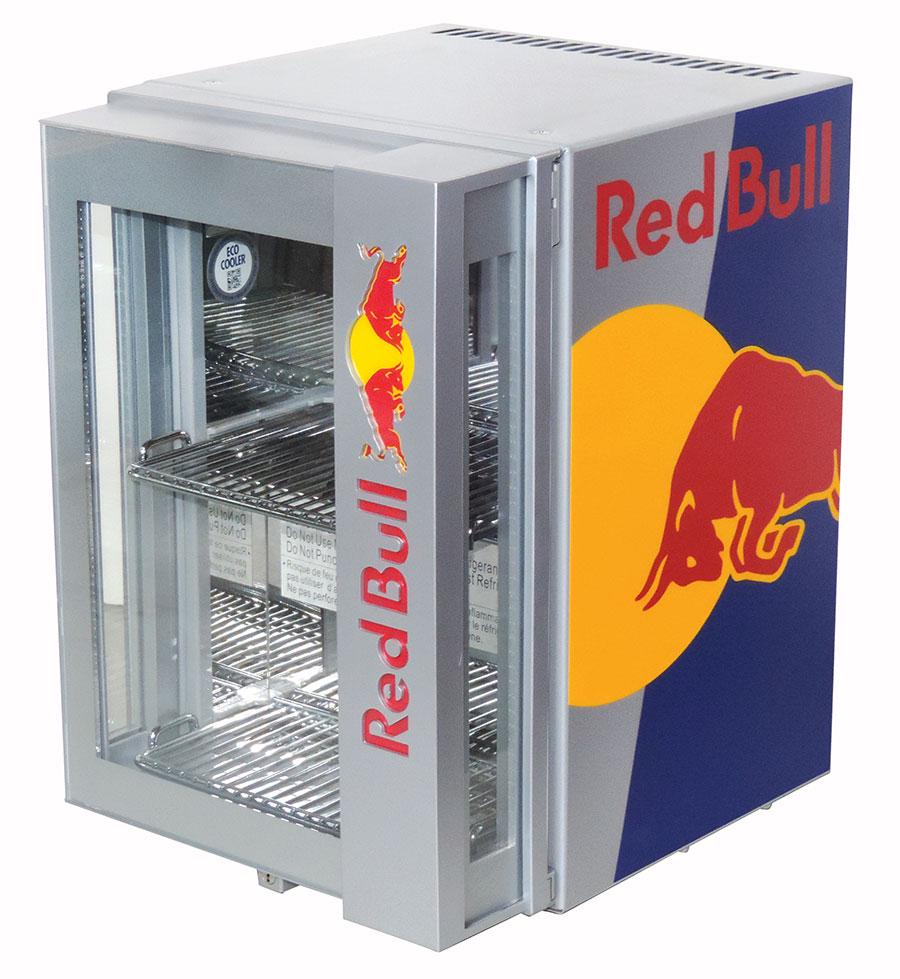Breweriana Back Bar Cooler, Red Bull "Baby", compact: Breweriana Back Bar Cooler, Red Bull "Baby", compact electric cooler Model RB-BC 2020, New unused working cond, 16"H x 11.5"W x 14"D.