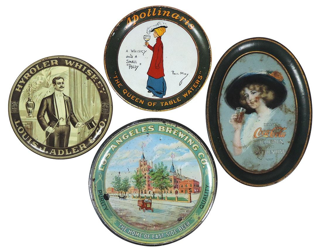 Advertising Tip Trays (4), litho on tin for "Hyroler