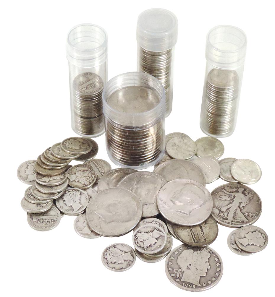 Coins (178), Kennedy Half Dollars (20), various dates: Coins (178), Kennedy Half Dollars (20), various dates 1971-1983, EF-MS cond, Roosevelt Dimes (80), various dates 1957-1964, most F-VF cond, Mercury Silver Dimes (50), various dates 1940-1945, most F-V