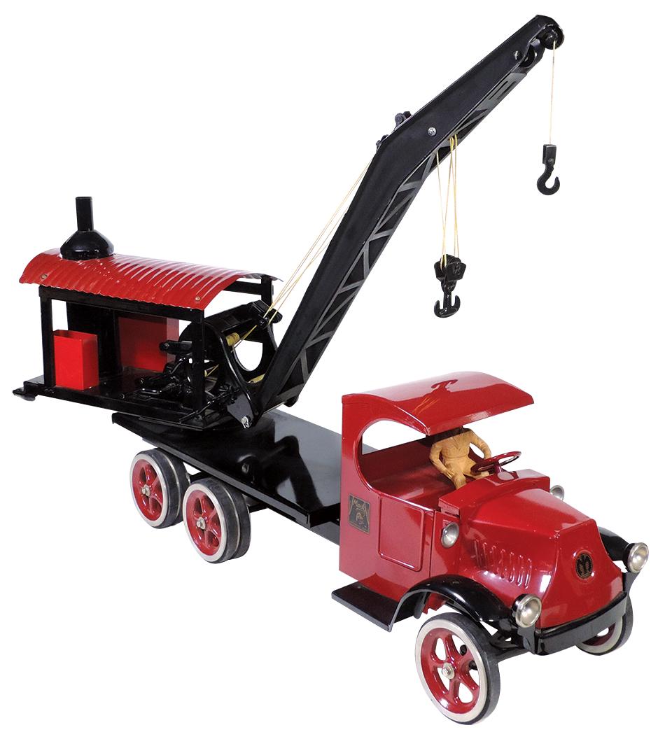 Toy Construction, Steelcraft "Mack" Wrecking Crane,: Toy Construction, Steelcraft "Mack" Wrecking Crane, pressed steel, Les-Paul Collector Series, mfgd by Paul & Les Ezra, c.1980s, Exc to Near Mint cond, 24"H x 36"L.