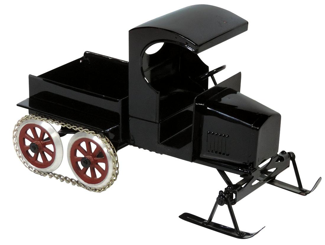 Toy Truck, Buddy L Flivver Series Snow Truck, pressed: Toy Truck, Buddy L Flivver Series Snow Truck, pressed steel, mfgd by Cowdery Toy Works, contemporary, Exc cond w/a small oxidized spot on roof, 12"L.
