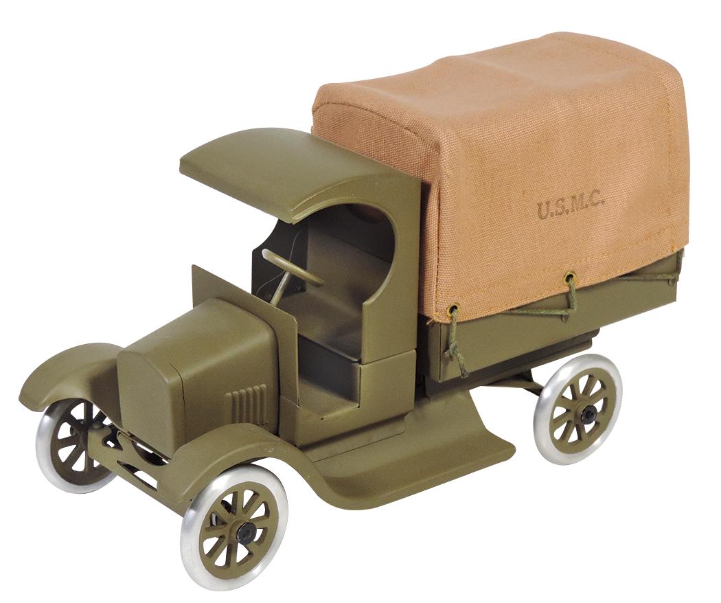 Toy Truck, Buddy L Flivver Series U.S.M.C. Transport,: Toy Truck, Buddy L Flivver Series U.S.M.C. Transport, pressed steel, mfgd by Cowdery Toy Works, contemporary, Near Mint cond, 13.25"L.