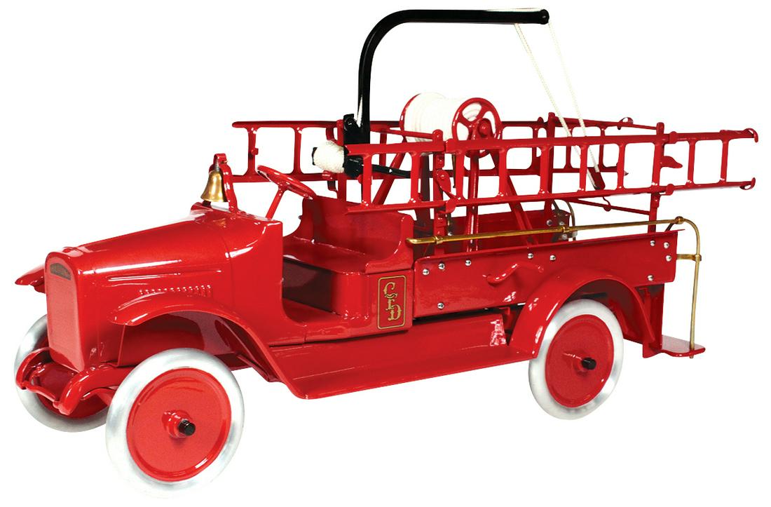 Toy Fire Truck, Buddy L Wrecking Crane Model #205,: Toy Fire Truck, Buddy L Wrecking Crane Model #205, pressed steel, mfgd by Moline Pressed Steel Co., c.1927, Exc+ prof restored cond, 26"L.