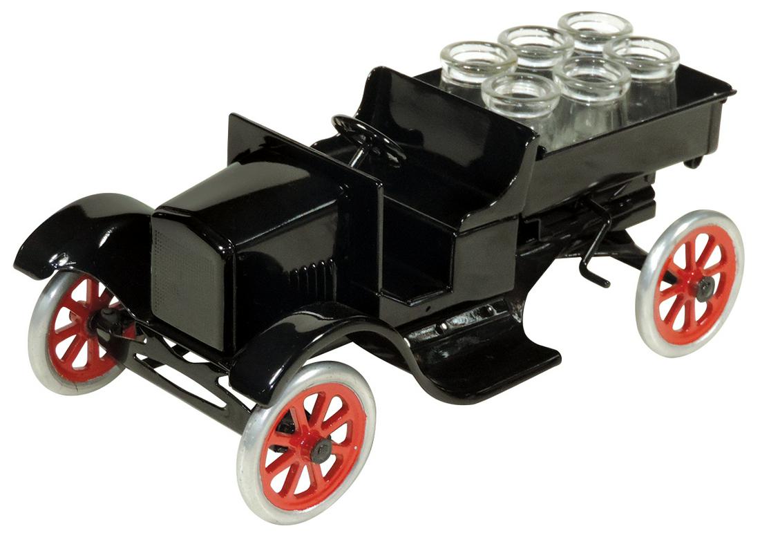 Toy Truck, Buddy L Ford Flivver Dump Truck Model 211-A,: Toy Truck, Buddy L Ford Flivver Dump Truck Model 211-A, pressed steel, mfgd by Moline Pressed Steel Co., c.1920s, Exc+ prof restored cond w/later cargo display, 11.25"L.