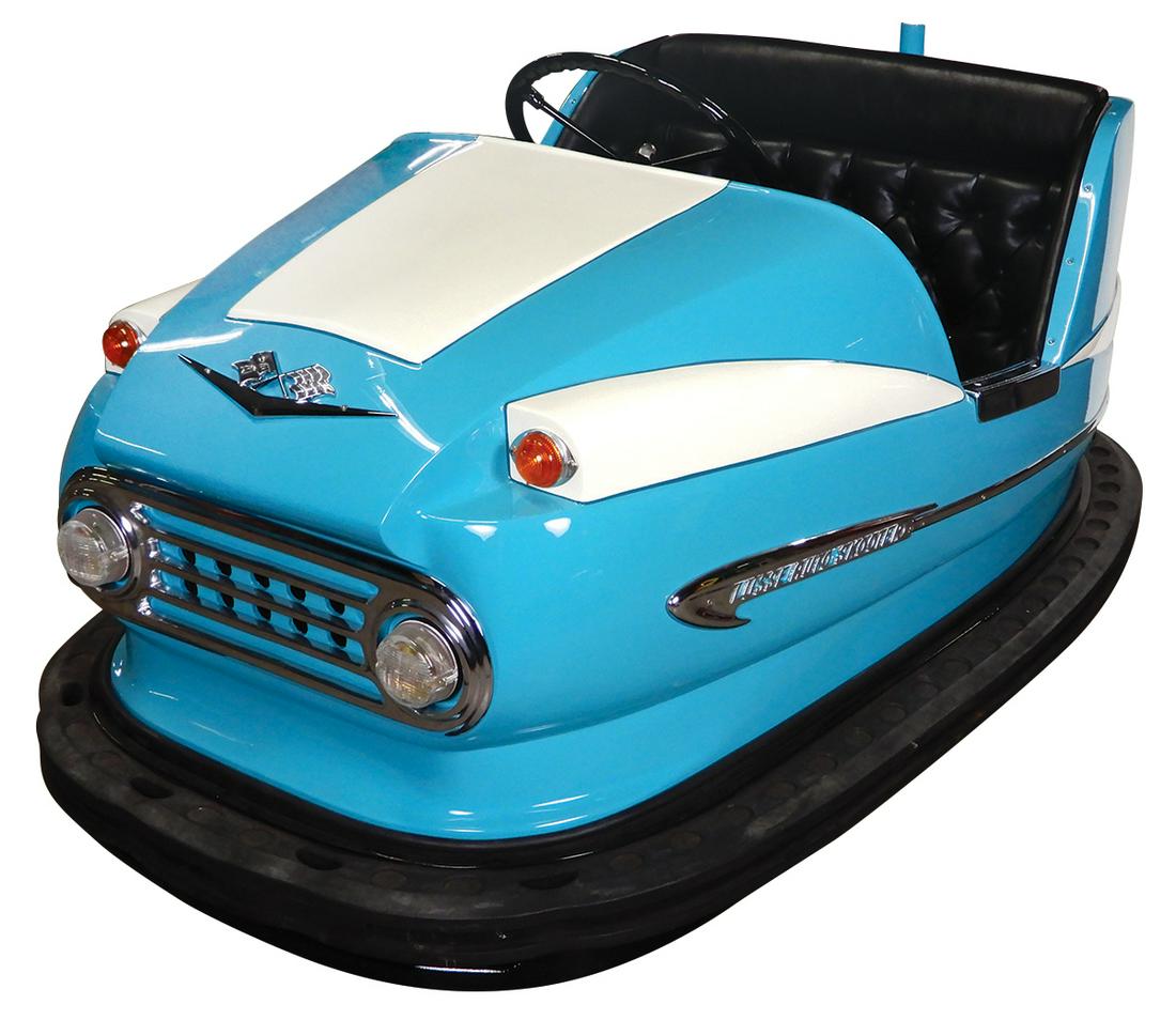 Amusement Park Arcade Dodge 'Em car, classic Lusse Auto: Amusement Park Arcade Dodge 'Em car, classic Lusse Auto Skooter, fully & beautifully restored w/Chevy Impala hood badge, lights operational on 12V battery, tuck & roll upholstery, a perfect candidate 