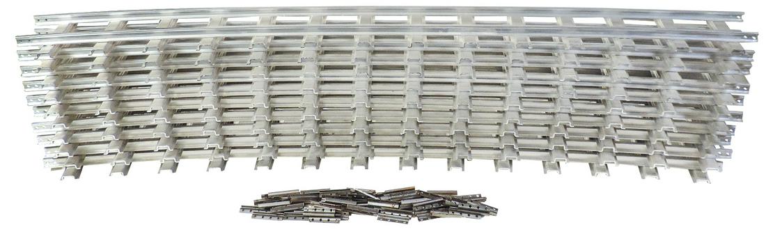 Toy Train, Buddy L Outdoor Railroad Curved Track: Toy Train, Buddy L Outdoor Railroad Curved Track Sections (10), extruded aluminum w/natural finish, mfgd by T-Reproductions, Mint unused cond, ea 48"L.