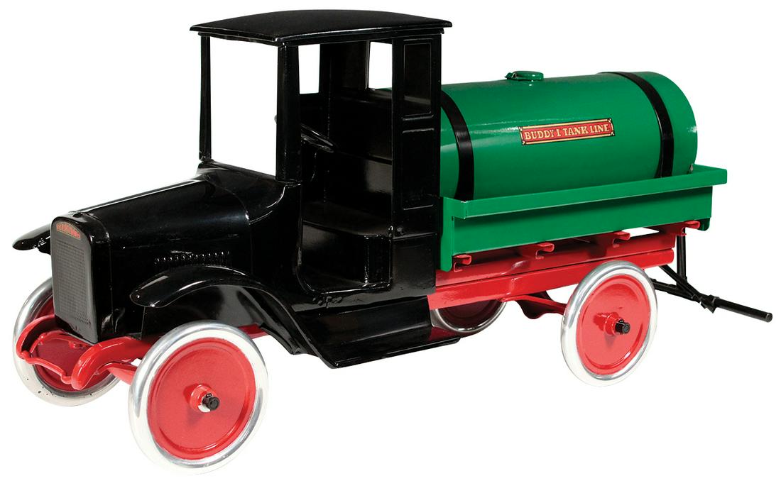 Toy Truck, Buddy L Tank Line Street Waterer Model: Toy Truck, Buddy L Tank Line Street Waterer Model #206-A, pressed steel, mfgd by Moline Pressed Steel Co., c.1927, Exc+ prof restored cond, 26"L.