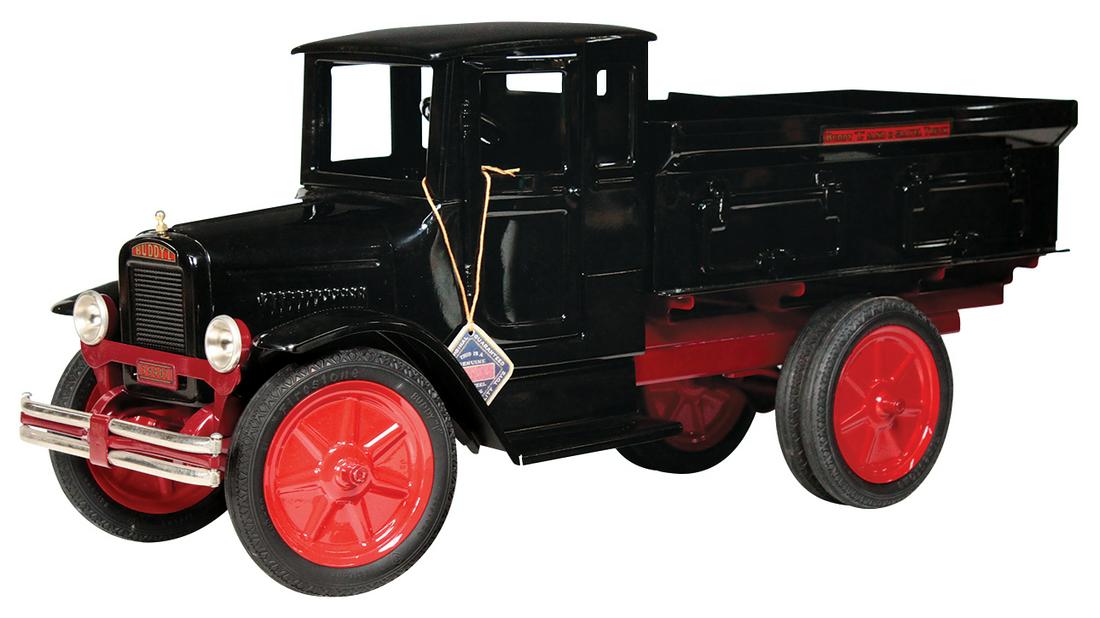 Toy Truck, Buddy L Sand & Gravel Model #202-A, pressed: Toy Truck, Buddy L Sand & Gravel Model #202-A, pressed steel reproduction w/working doors & operating side hatches, mfgd by T-Reproductions, Exc+ cond, 26"L.