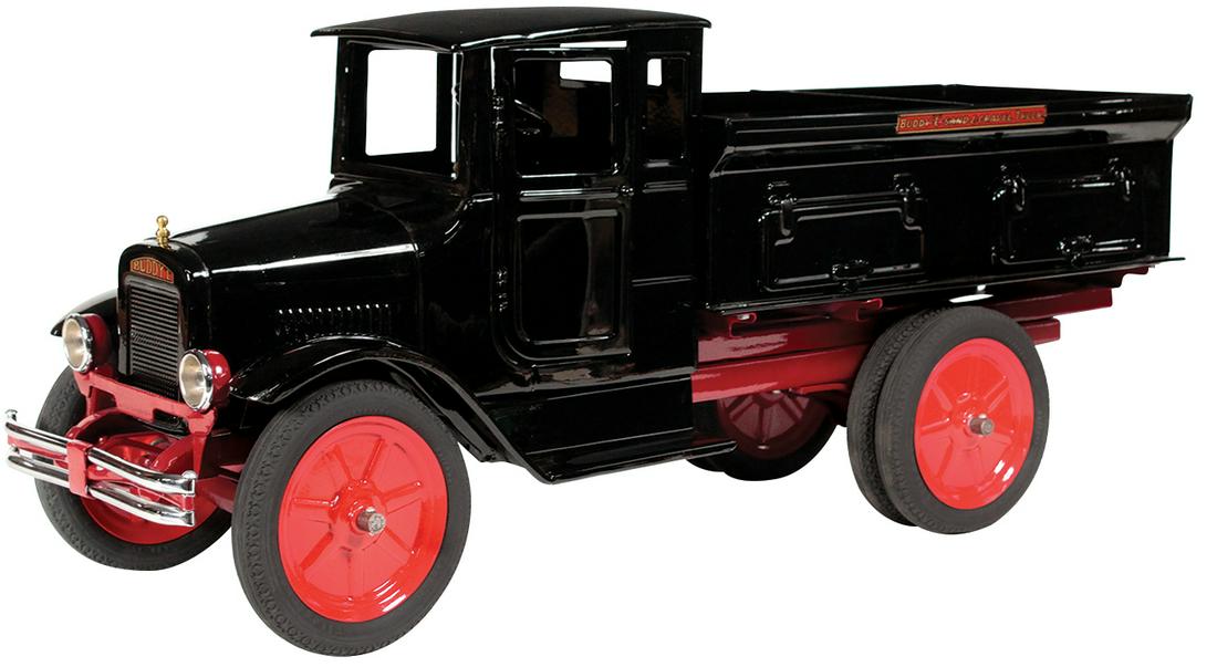 Toy Truck, Buddy L Sand & Gravel Model #202-A, pressed: Toy Truck, Buddy L Sand & Gravel Model #202-A, pressed steel reproduction w/working doors & operating side hatches, mfgd by T-Reproductions, Exc+ cond, 26"L.