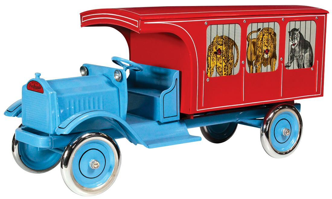 Toy Circus Truck, Keystone Packard Animal Wagon,: Toy Circus Truck, Keystone Packard Animal Wagon, pressed steel, c.1927, Exc+ prof restored cond, 25"L.