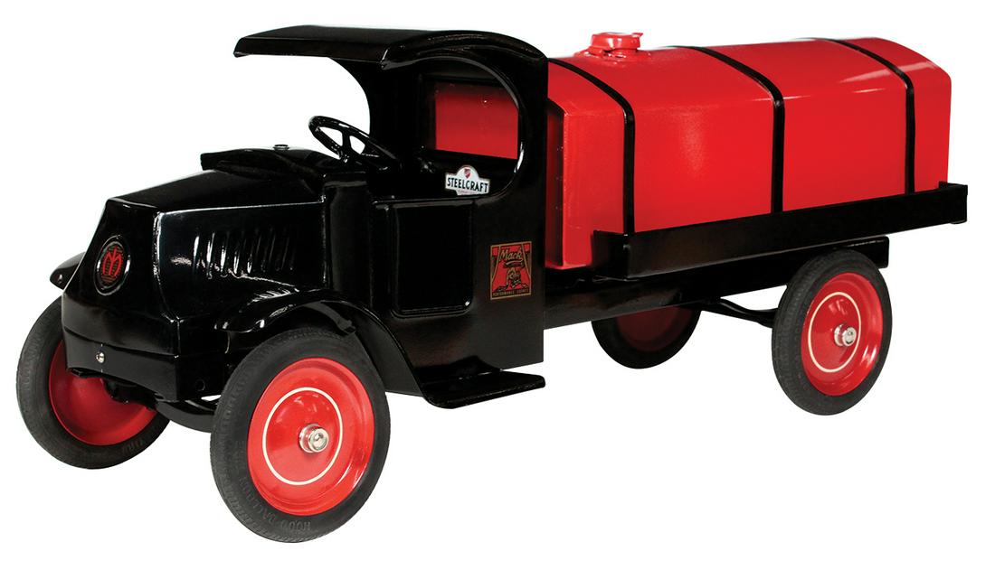 Toy Truck, Steelcraft Mack Tanker Model #C272, pressed: Toy Truck, Steelcraft Mack Tanker Model #C272, pressed steel, mfgd by Murray Ohio Mfg. Co., c.1920s, Exc+ prof restored cond, 26"L.