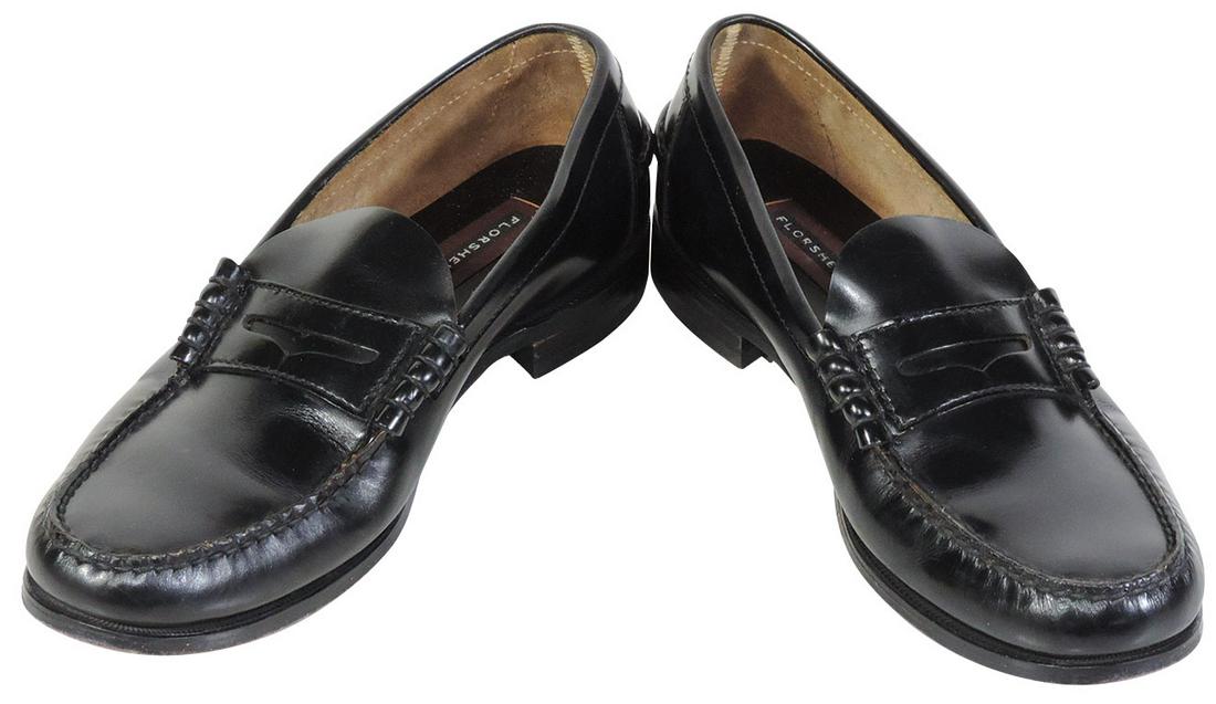 Michael Jackson Personally Owned & Twice Signed Leather: Michael Jackson Personally Owned & Twice Signed Leather Loafers, pair of Florsheim Penny Loafers, c.1997, each signed on the sole bottoms, "All My Love Michael Jackson" on the right & "Love Michael Ja