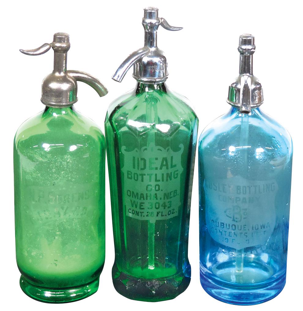 Soda Fountain Seltzer Bottles (3), forest green N.P. (1 of 2)