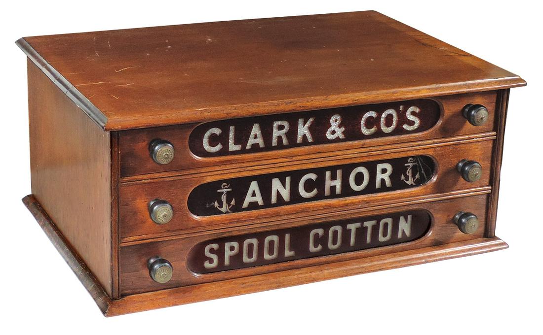 Country Store Spool Cabinet, Clark & Co. Anchor, walnut (1 of 2)