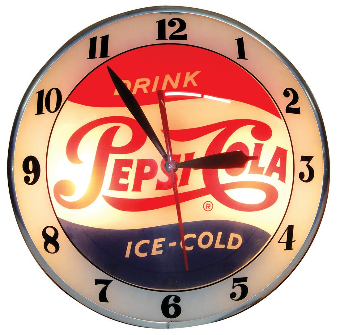 Pepsi-Cola Clock, single-dot "Drink Pepsi Ice Cold", (1 of 3)