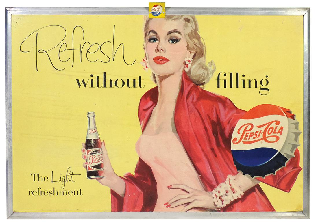 Pepsi-Cola Sign, "Refresh without Filling" Four Seasons (1 of 2)