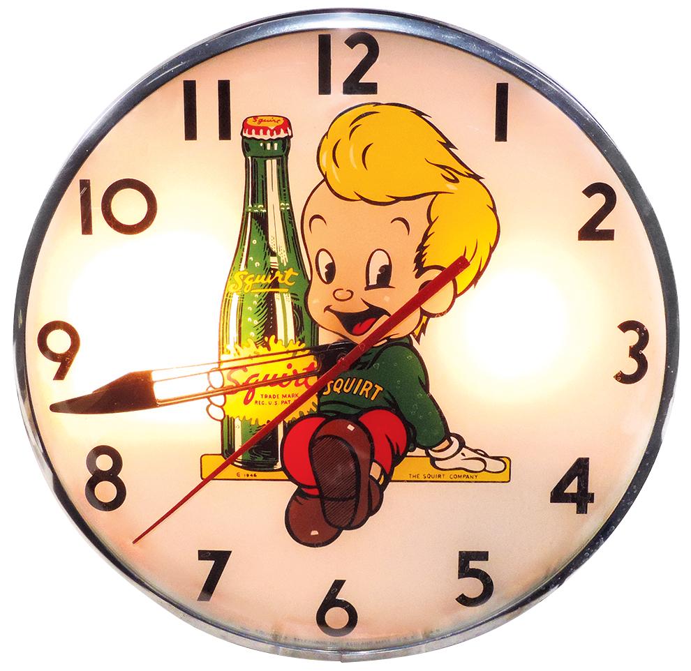 Soda Fountain Clock, Squirt Boy, lighted translucent (1 of 1)