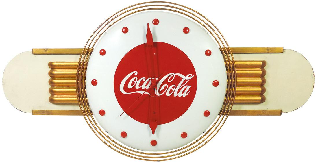 Coca-Cola Clock, metal w/Masonite "wings", stamped Kay, (1 of 1)
