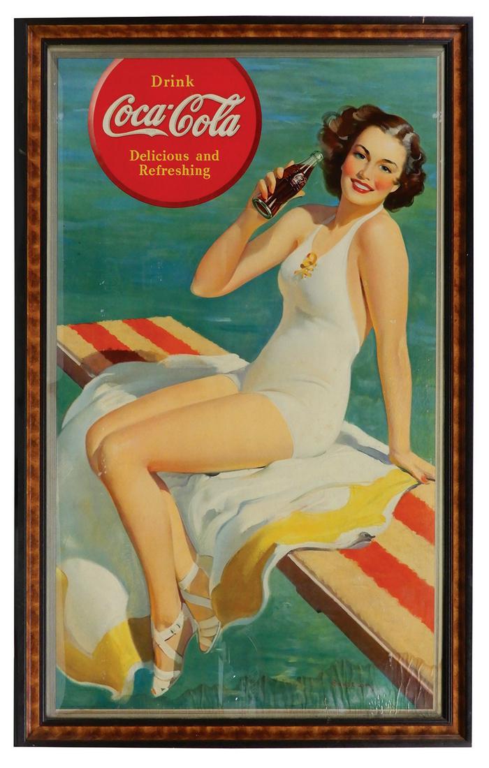 Coca-Cola Sign, Swimsuit Girl on Diving Board, c.1939, (1 of 1)