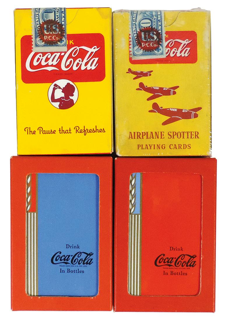 Coca-Cola Playing Card Decks (4), 1939 Blue & Red Wheat (1 of 2)