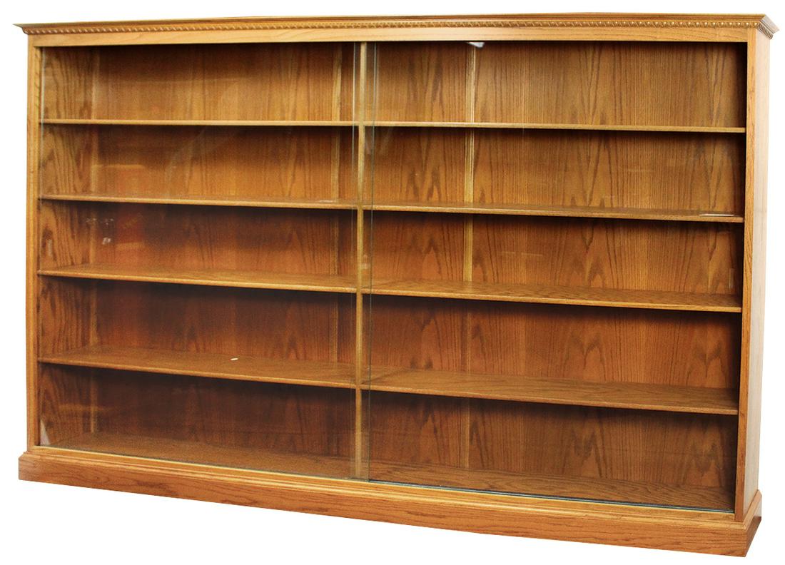 Display Cabinet, oak wall unit w/5 fixed shelves & 2 (1 of 1)