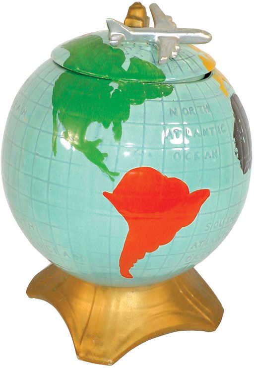 240 Mccoy Cookie Jar World Globe Airplane On Lid C