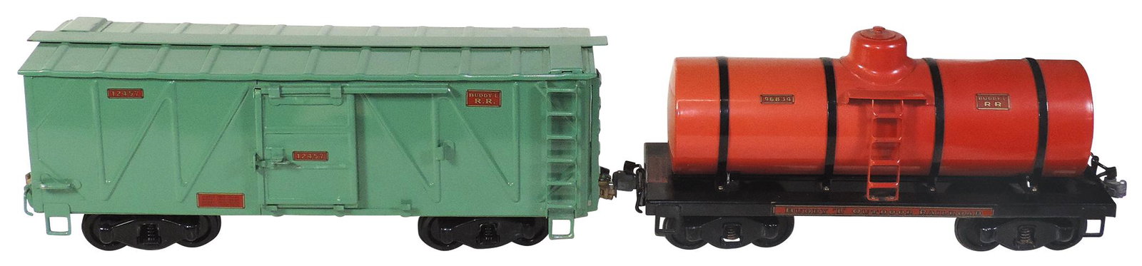 Toy Buddy L Outdoor Railroad Cars (2), pressed steel, (1 of 2)