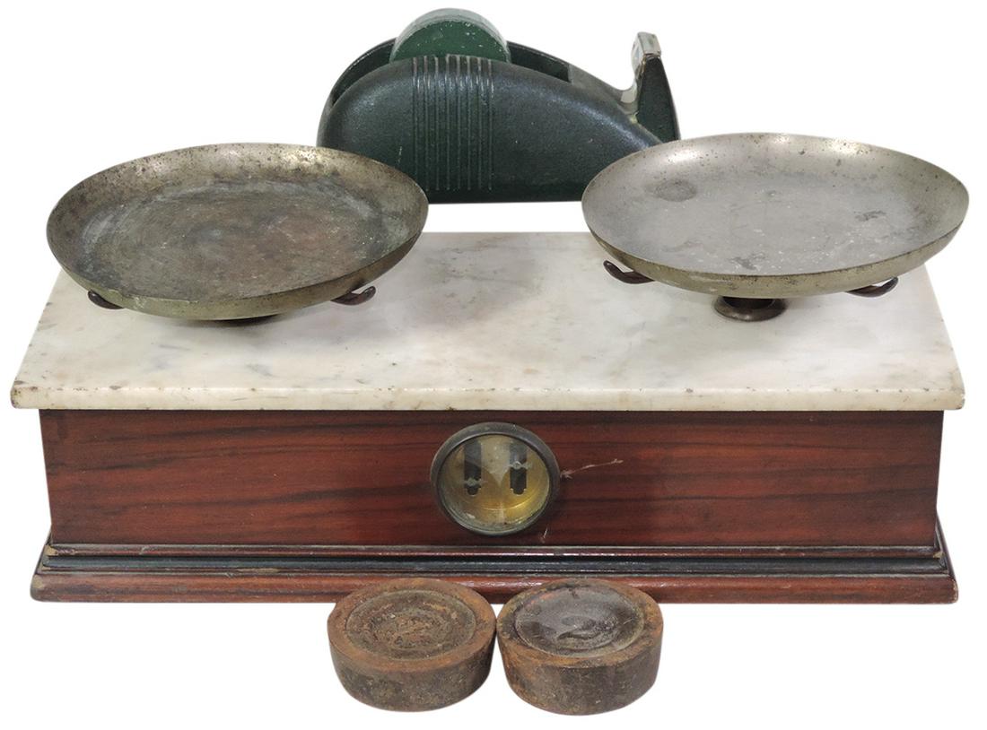 Country Store Scale, Weights & Tape Dispenser, (1 of 1)