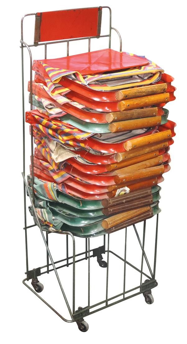 Country Store Shopping Basket Stand, wire w/castors & (1 of 2)