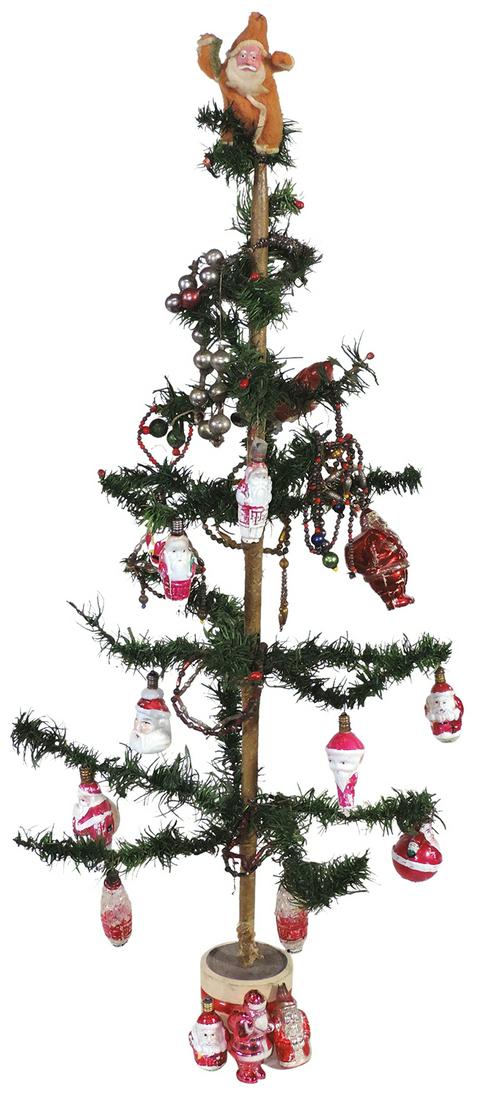 Christmas Decorations (16), feather tree on wood base (1 of 1)