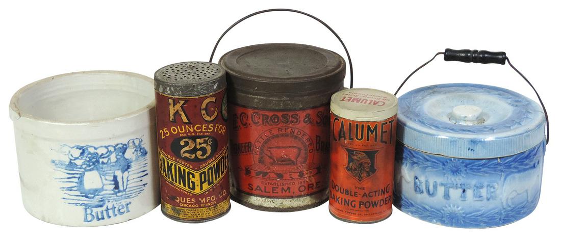 Stoneware & Tins (5), "Dutch Scene" butter crock, "Cows (1 of 1)