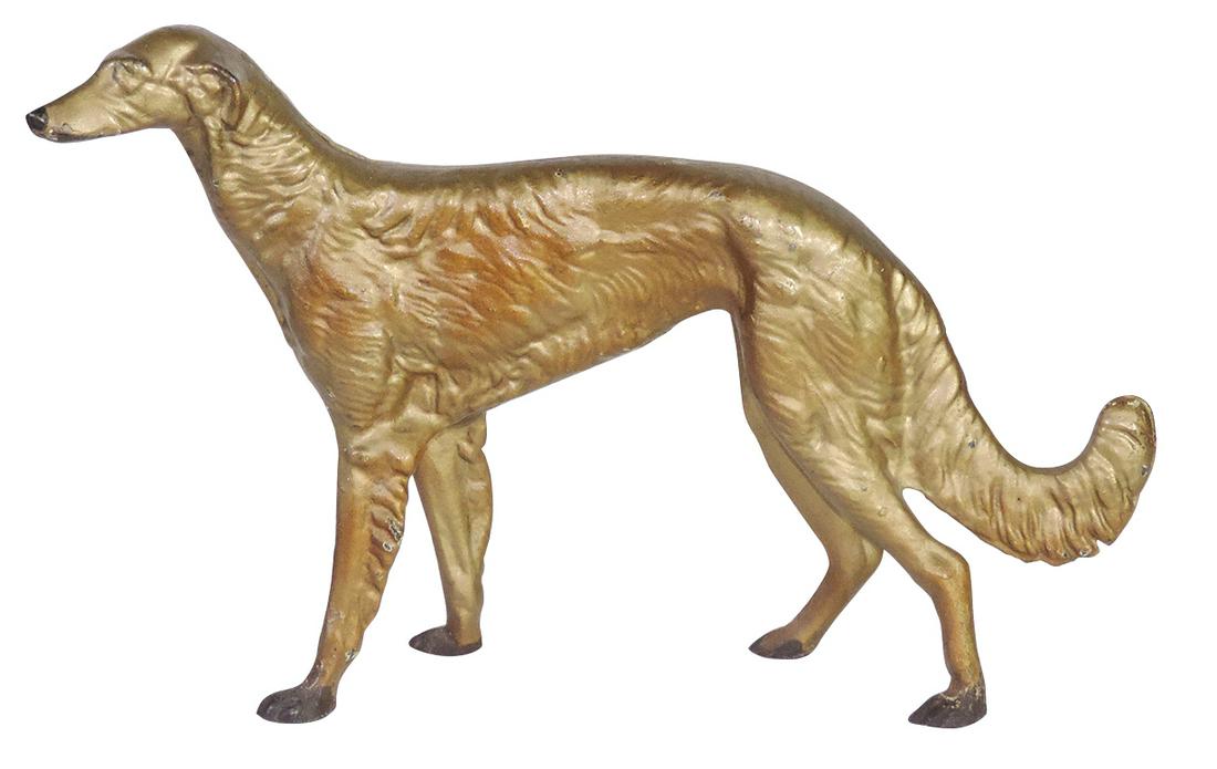 Doorstop, Russian Wolfhound, cast iron w/orig gilt (1 of 1)