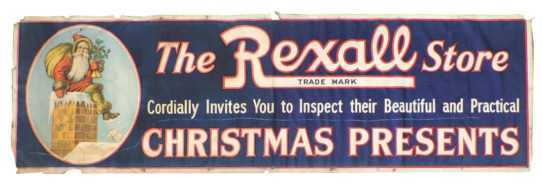 Drug Store Rexall Advertising Banner, "Christmas (1 of 1)