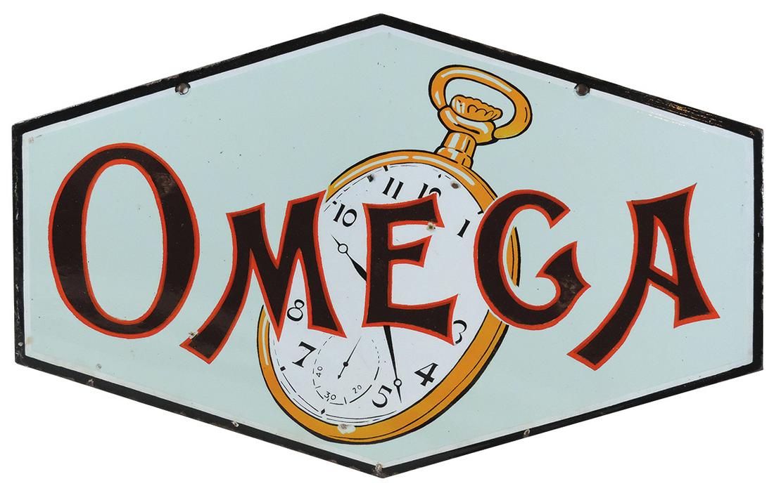 Watchmaker Sign, Omega Watches, double-sided porcelain (1 of 1)