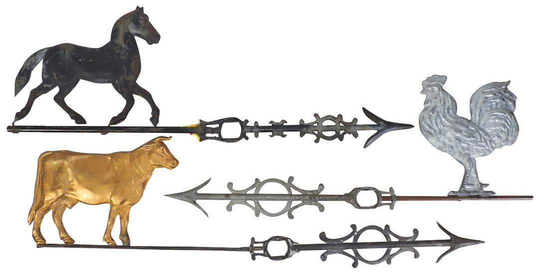 Lightning Rod Weather Vanes (3), Medium Cow w/horns, (1 of 1)