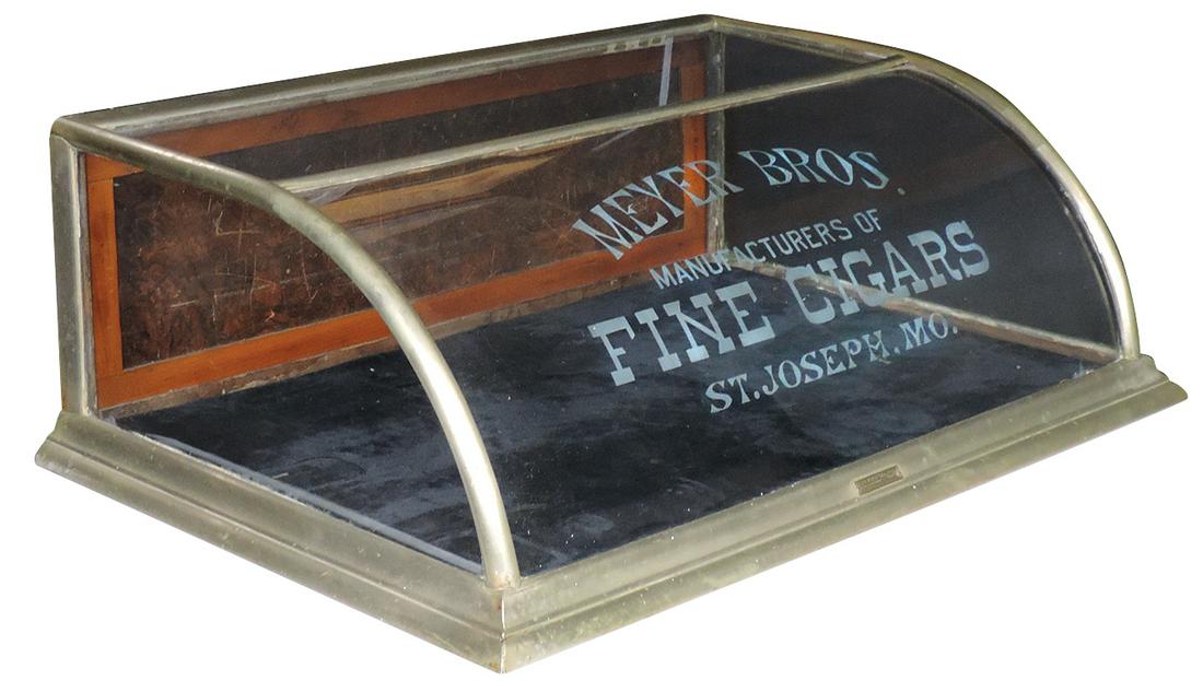 Cigar Store Display Case, German Silver curved glass (1 of 1)