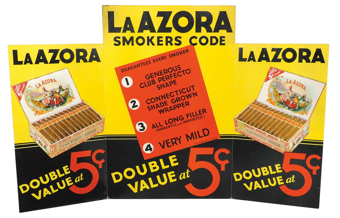Cigar Store Sign, La Azora Cigars, cdbd trifold, great (1 of 1)