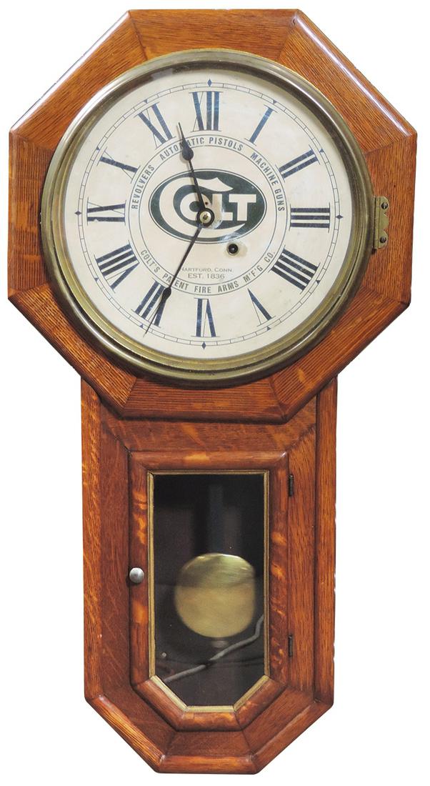 Advertising Wall Clock, octagonal oak case school (1 of 1)