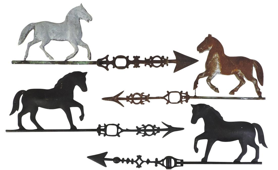 Lightning Rod Weather Vanes (4), all Small Trotting (1 of 1)