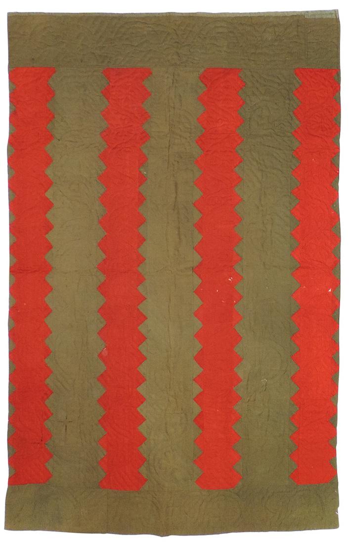 Quilt, "Streak O' Lightning", 19th C., hand stitched in (1 of 1)
